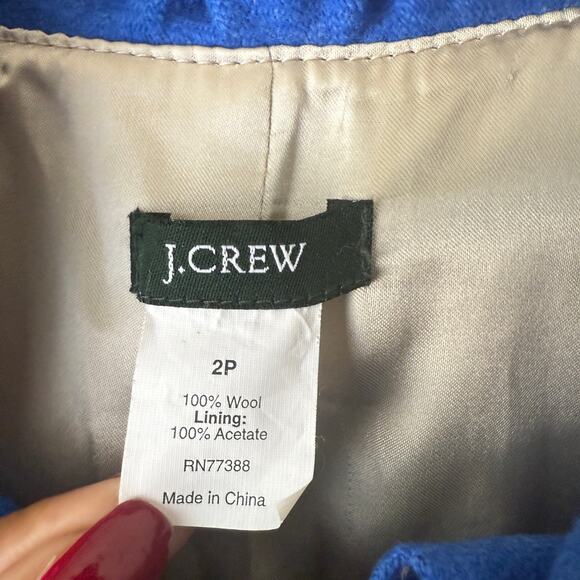 J.Crew sz 2 Blue Wool‎ ruffle bolero Jacket - Picture 4 of 7